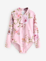 Pink Floral Long Sleeved Swimsuit (3-16yrs) - Image 6 of 9