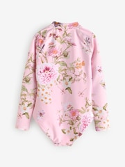 Pink Floral Long Sleeved Swimsuit (3-16yrs) - Image 7 of 9