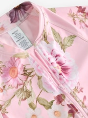 Pink Floral Long Sleeved Swimsuit (3-16yrs) - Image 8 of 9