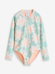 Blue Floral Long Sleeved Swimsuit (3-16yrs) - Image 3 of 6