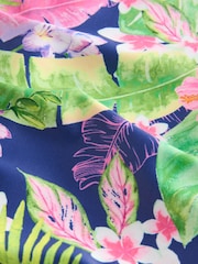 Navy Blue Tropical Long Sleeved Swimsuit (3-16yrs) - Image 7 of 7