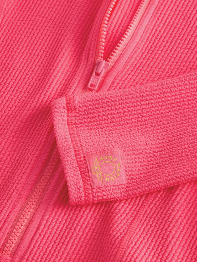 Bright Pink Long Sleeve Textured Swimsuit (3-16yrs) - Image 7 of 8