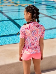 Pink Heart Sunsafe Rash Vest And Shorts Set (3-16yrs) - Image 3 of 8