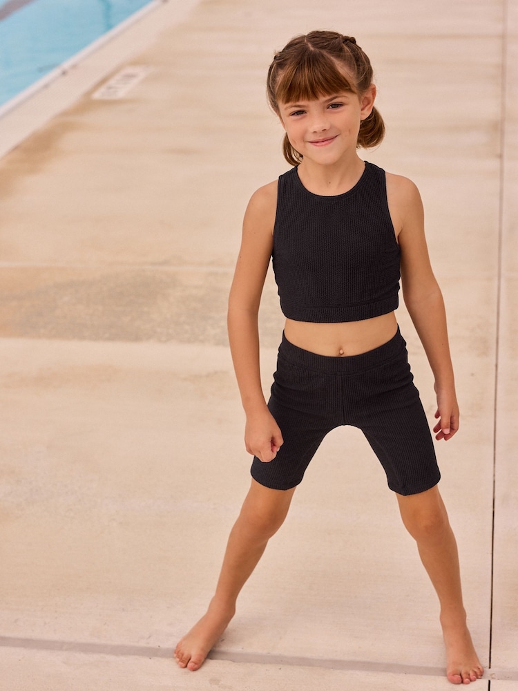 Black Textured Swim Shorts Set (3-16yrs) - Image 1 of 6