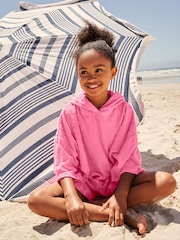 Pink Flower Towelling Beach Co-Ord Hoodie And Shorts Set (3-16yrs) - Image 2 of 9