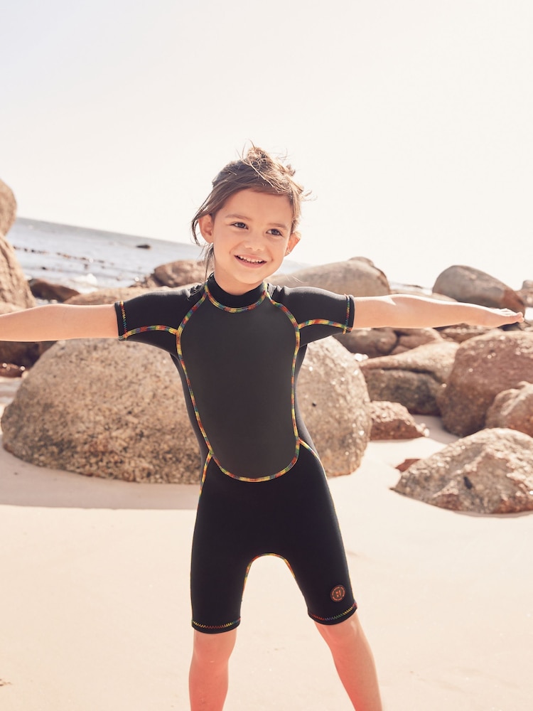 Black 3mm Short Sleeve Neoprene Wetsuit (1-16yrs) - Image 1 of 8