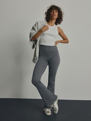Slate Grey Ribbed Kickflare Trousers - Image 1 of 7