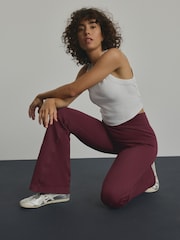 Wine Red Ribbed Kickflare Trousers - Image 1 of 4