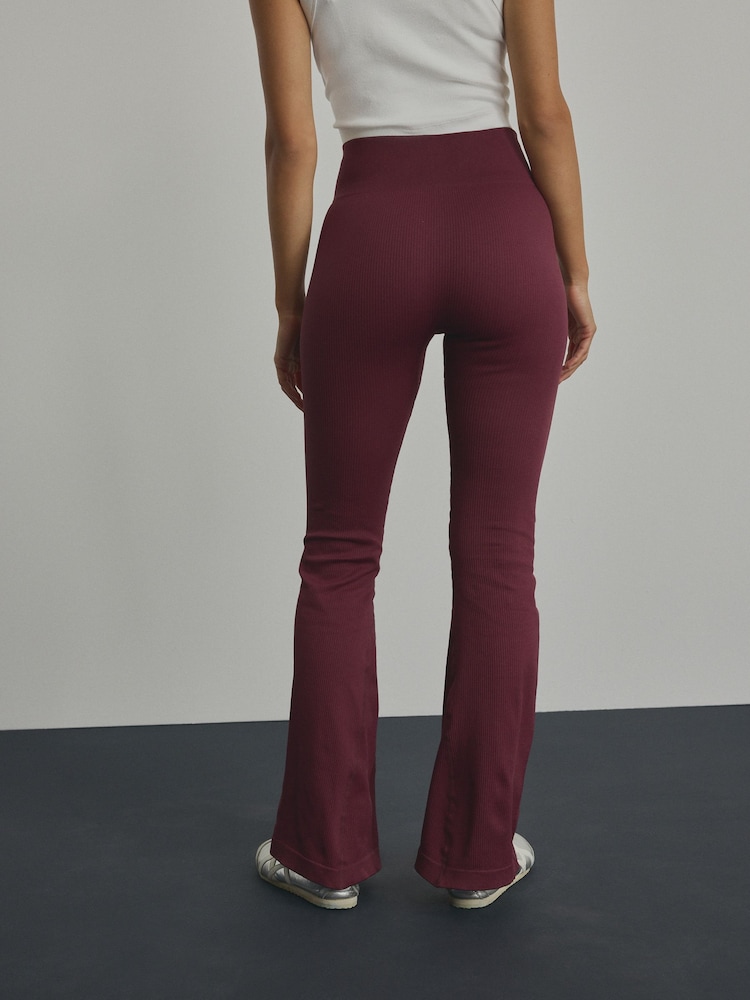 Rouge bordeaux - Ribbed Kickflare Trousers - Image 3 of 4