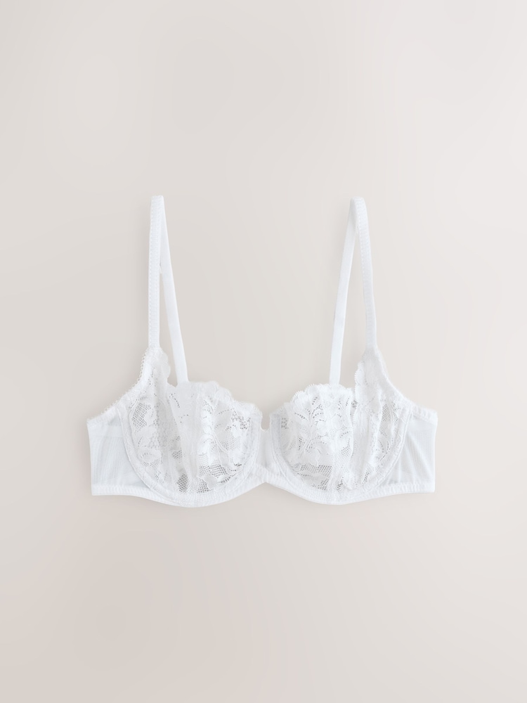 Black/White/Nude Non Pad Lace Balcony Bras 3 Pack - Image 11 of 13