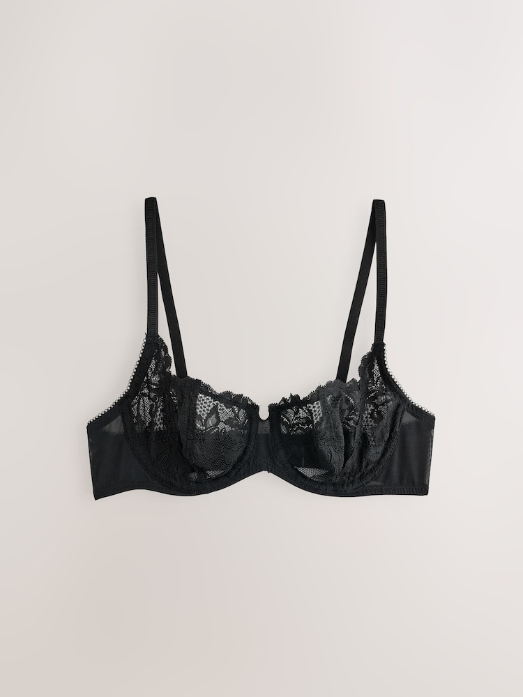 Black/White/Nude Non Pad Lace Balcony Bras 3 Pack - Image 9 of 13