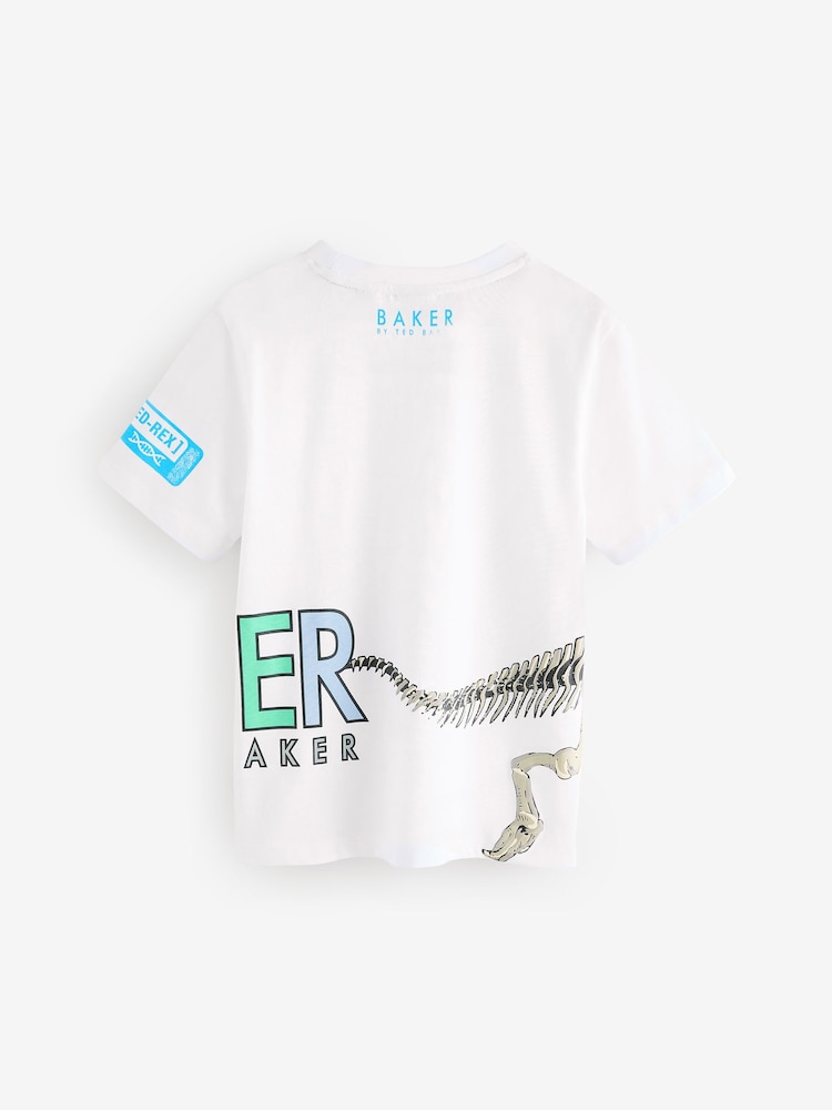 Baker by Ted Baker Dinosaur Graphic White T-Shirt - Image 2 of 7 Baker by Ted Baker Dinosaur Graphic White T-Shirt - Image 2 of 7
