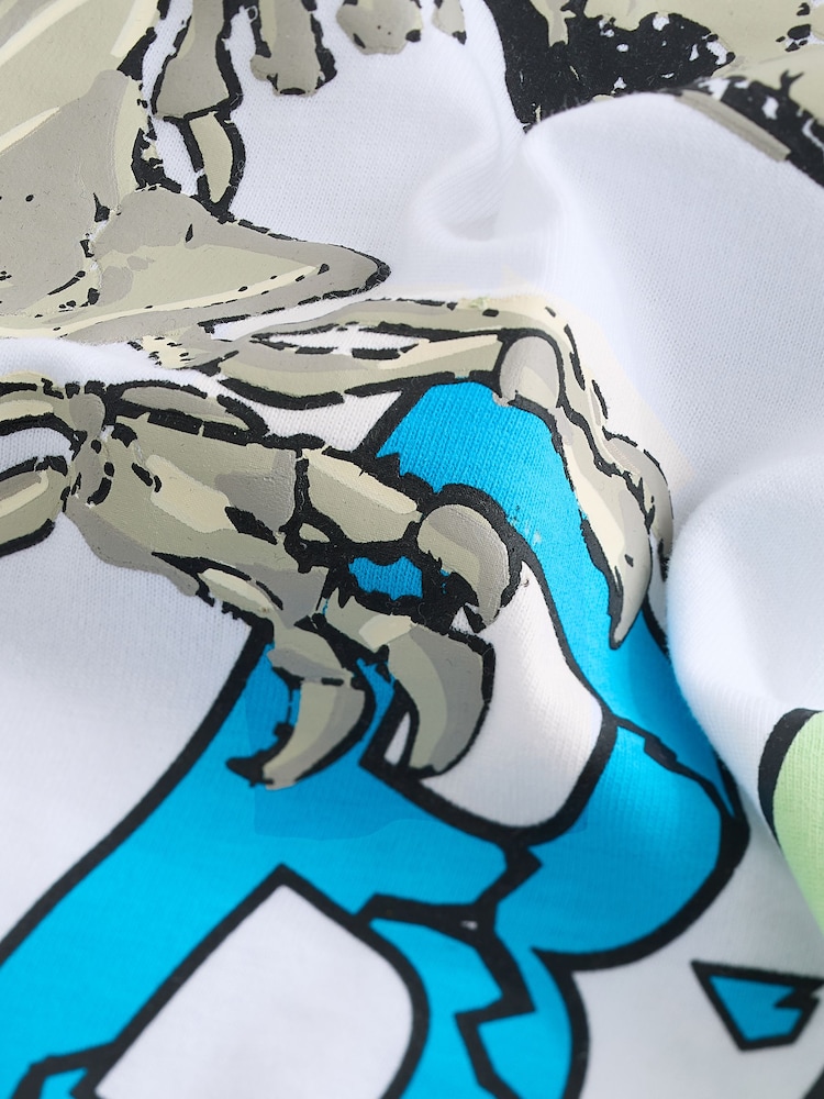 Baker by Ted Baker Dinosaur Graphic White T-Shirt - Image 3 of 7