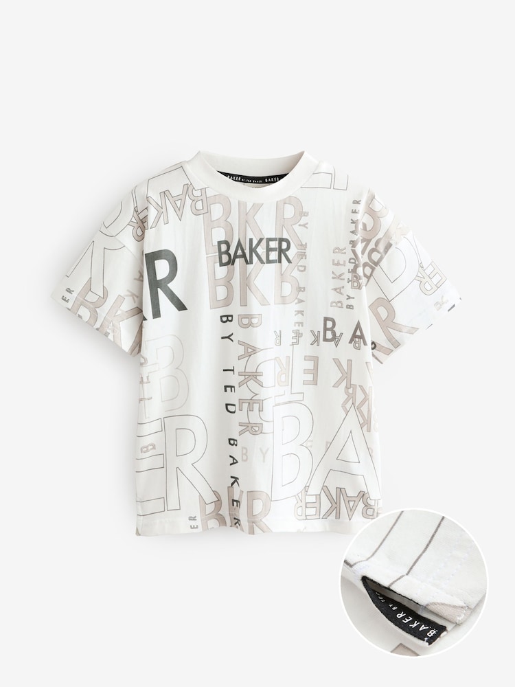 Baker by Ted Baker Grey Graphic 100% Cotton T-Shirt - Image 1 of 5