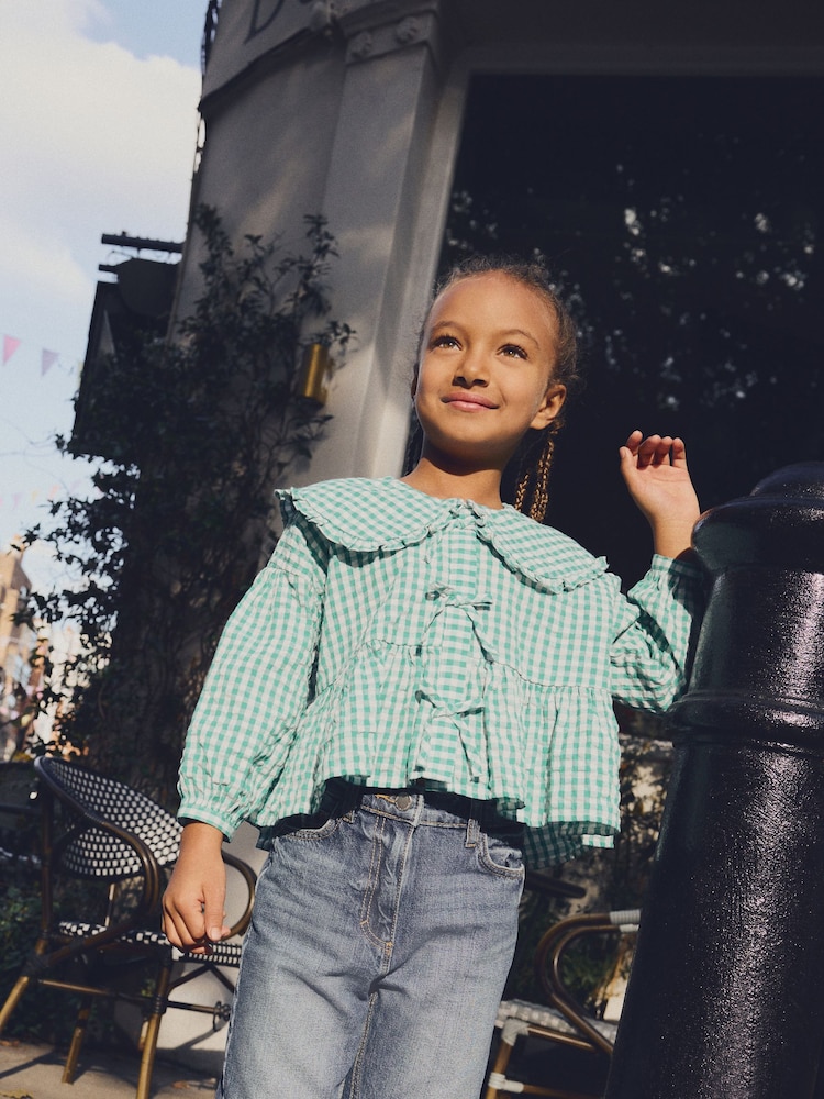 Green Gingham Check 100% Cotton Blouse (3-16yrs) - Image 1 of 7