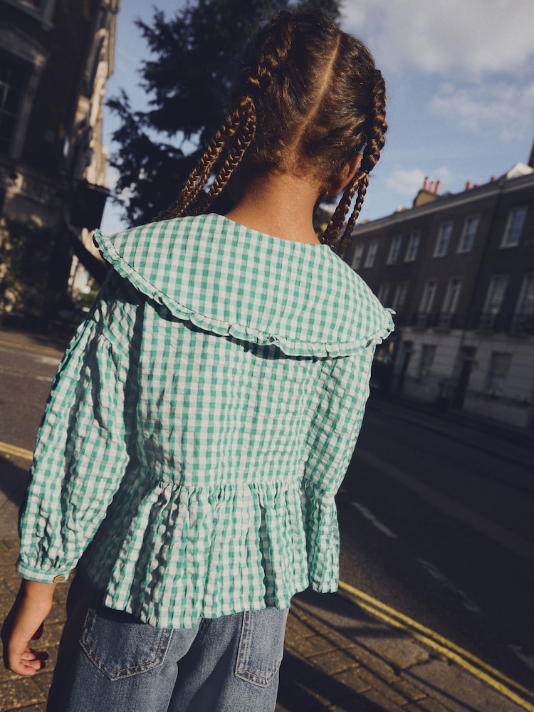 Green Gingham Check 100% Cotton Blouse (3-16yrs) - Image 2 of 7