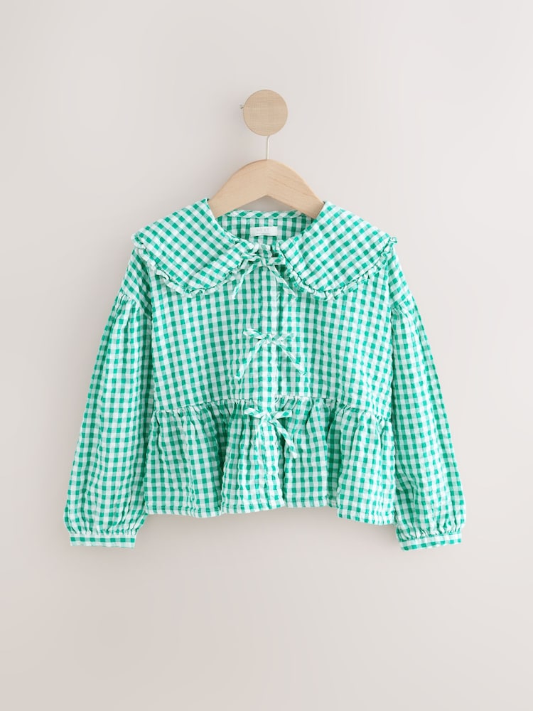 Green Gingham Check 100% Cotton Blouse (3-16yrs) - Image 4 of 7