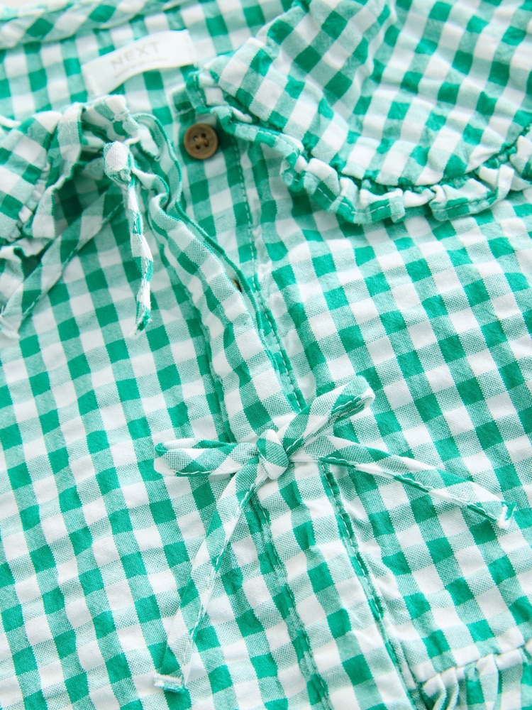 Green Gingham Check 100% Cotton Blouse (3-16yrs) - Image 6 of 7