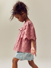 Pink 100% Cotton Broderie Frill Blouse (3-16yrs) - Image 3 of 8
