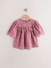 Pink 100% Cotton Broderie Frill Blouse (3-16yrs) - Image 5 of 8