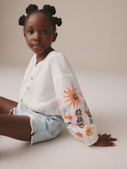 White Embroidered 100% Cotton Blouse (3-16yrs) - Image 1 of 4