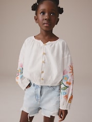 White Embroidered 100% Cotton Blouse (3-16yrs) - Image 2 of 4