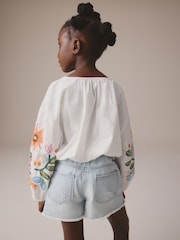White Embroidered 100% Cotton Blouse (3-16yrs) - Image 3 of 4