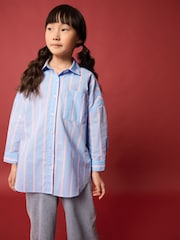 Blue/PInk Stripe Oversized 100% Cotton Shirt (3-16yrs) - Image 1 of 9