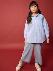 Blue/PInk Stripe Oversized 100% Cotton Shirt (3-16yrs) - Image 2 of 9