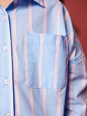 Blue/PInk Stripe Oversized 100% Cotton Shirt (3-16yrs) - Image 4 of 9