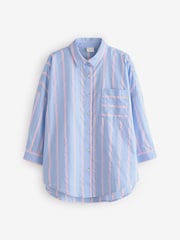 Blue/PInk Stripe Oversized 100% Cotton Shirt (3-16yrs) - Image 5 of 9