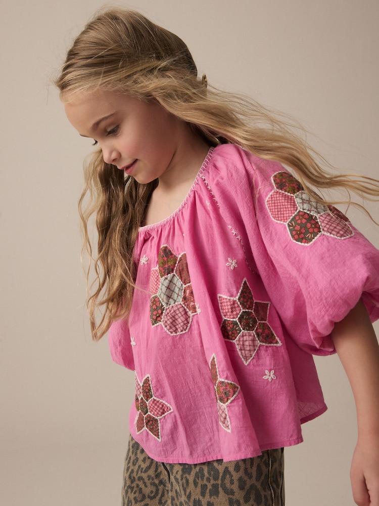 Pink Patchwork 100% Cotton Blouse (3-16yrs) - Image 1 of 4