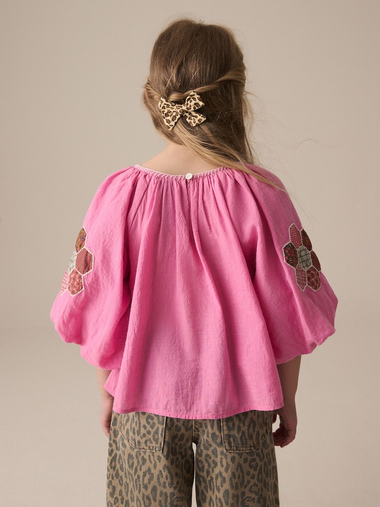 Pink Patchwork 100% Cotton Blouse (3-16yrs) - Image 3 of 4