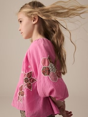 Pink Patchwork 100% Cotton Blouse (3-16yrs) - Image 4 of 4