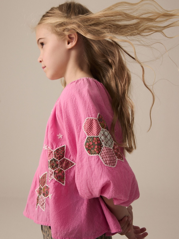 Pink Patchwork 100% Cotton Blouse (3-16yrs) - Image 4 of 4 Pink Patchwork 100% Cotton Blouse (3-16yrs) - Image 4 of 4