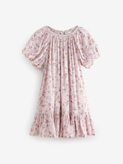 Flieder/Violett geblümt - Sommerkleid mit Puffärmeln (3–16Jahre) - Bild 4 von 8