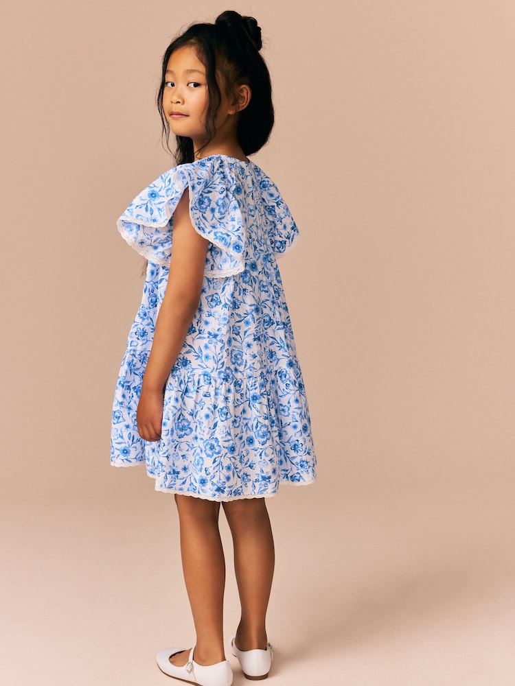 Blue Floral Printed Ruffle Summer Dress (3-16yrs) - Image 2 of 9