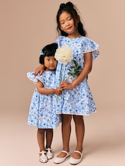 Blue Floral Printed Ruffle Summer Dress (3-16yrs) - Image 4 of 9