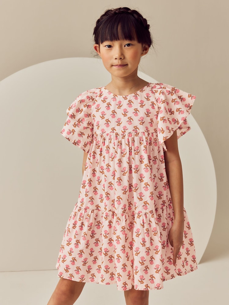 Pink Printed Ruffle Summer Dress (3-16yrs) - Image 1 of 8