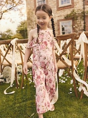Pink Floral Cold-Shoulder Jumpsuit (3-16yrs) - Image 1 of 8