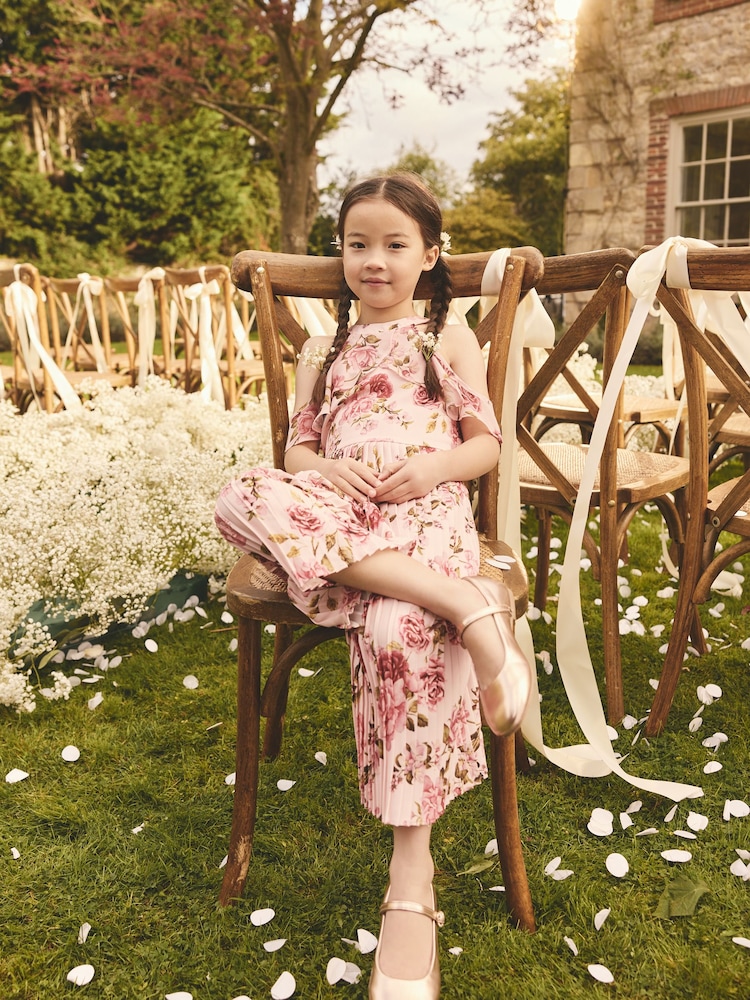 Pink Floral Cold-Shoulder Jumpsuit (3-16yrs) - Image 2 of 8