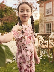 Pink Floral Cold-Shoulder Jumpsuit (3-16yrs) - Image 4 of 8