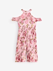Pink Floral Cold-Shoulder Jumpsuit (3-16yrs) - Image 5 of 8