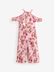 Pink Floral Cold-Shoulder Jumpsuit (3-16yrs) - Image 6 of 8