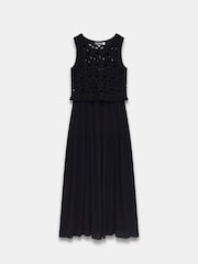 Mint Velvet Black Crochet Cotton Midi Dress - Image 3 of 4