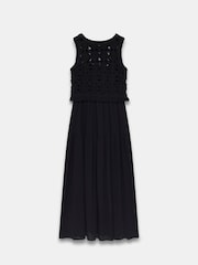 Mint Velvet Black Crochet Cotton Midi Dress - Image 4 of 4