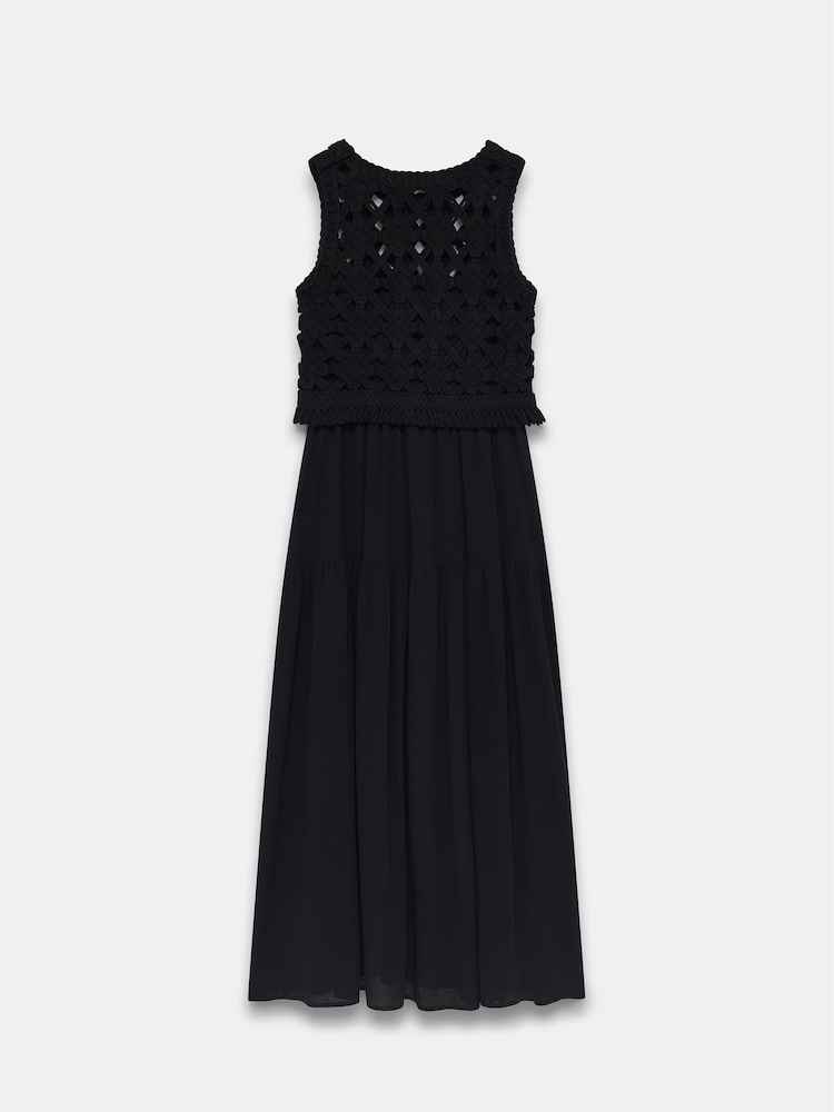 Mint Velvet Black Crochet Cotton Midi Dress - Image 4 of 4