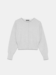Mint Velvet Grey Popper Cotton Blend Crew Neck Cardigan - Image 3 of 4