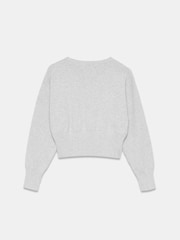 Mint Velvet Grey Popper Cotton Blend Crew Neck Cardigan - Image 4 of 4
