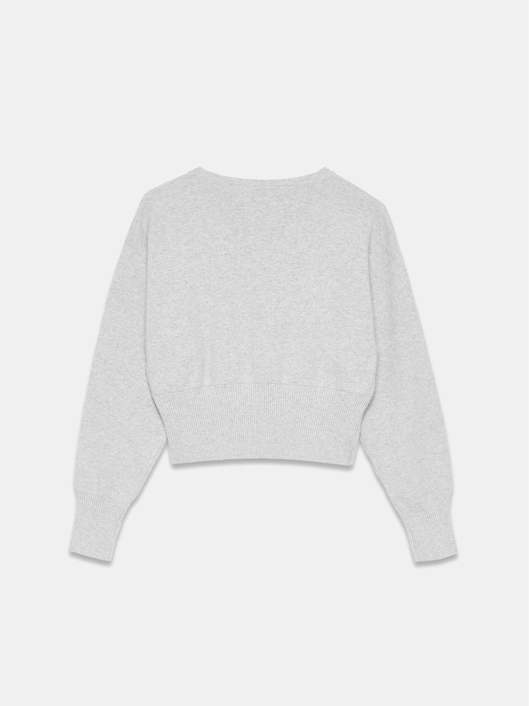 Mint Velvet Grey Popper Cotton Blend Crew Neck Cardigan - Image 4 of 4